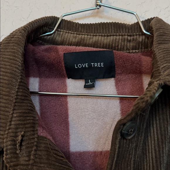 Brown Corduroy Plaid Fleece Lined Button Down Maternity Shacket - Picture 3 of 4